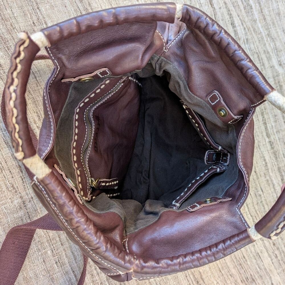 49 Square Miles Brown Leather Shoulder Bag Large Crossbody Purse Hobo Tote - Picture 7 of 11